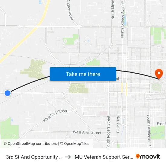 3rd St And Opportunity Lane to IMU Veteran Support Services map