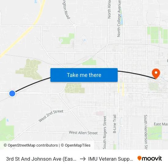3rd St And Johnson Ave (Eastbound-Inbound) to IMU Veteran Support Services map