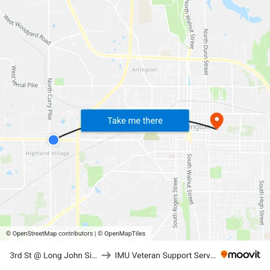 3rd St @ Long John Silver to IMU Veteran Support Services map