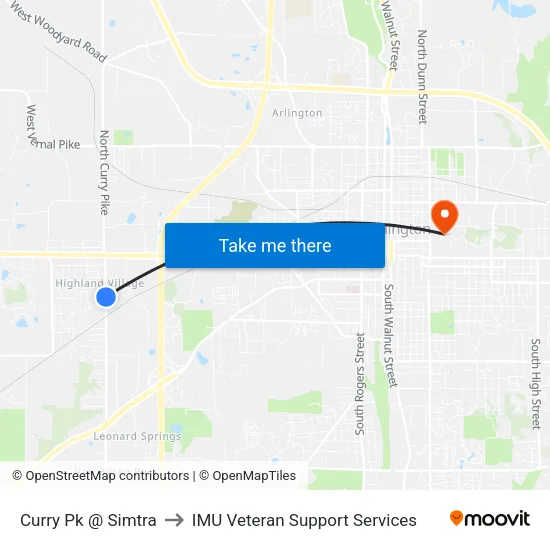 Curry Pk @ Simtra to IMU Veteran Support Services map