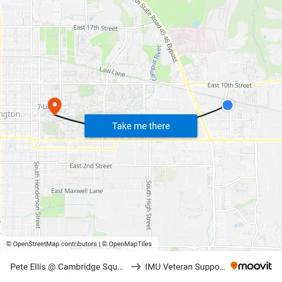 Pete Ellis @ Cambridge Square (Outbound) to IMU Veteran Support Services map