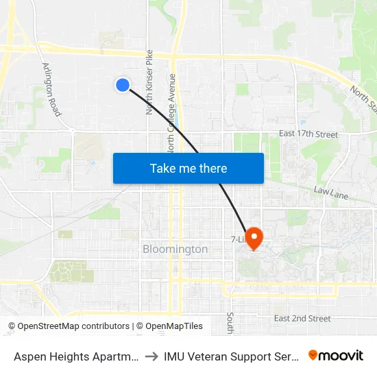 Aspen Heights Apartments to IMU Veteran Support Services map