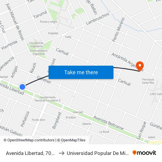 Avenida Libertad, 702-738 to Universidad Popular De Misiones map