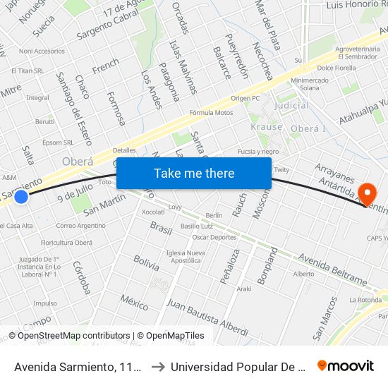 Avenida Sarmiento, 1101-1193 to Universidad Popular De Misiones map