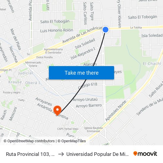 Ruta Provincial 103, 1411 to Universidad Popular De Misiones map