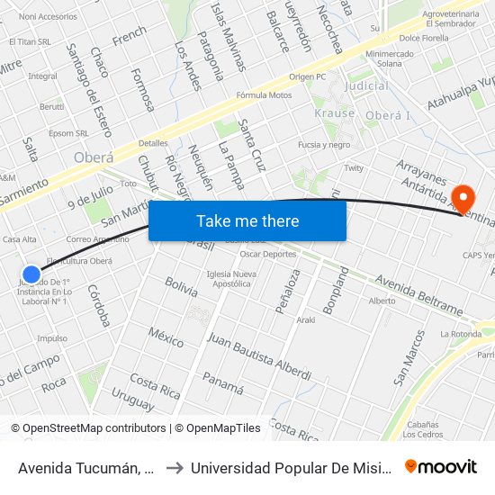 Avenida Tucumán, 235 to Universidad Popular De Misiones map