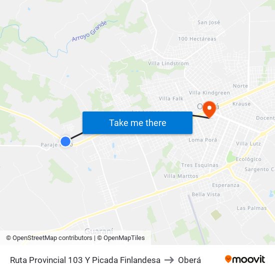 Ruta Provincial 103 Y Picada Finlandesa to Oberá map