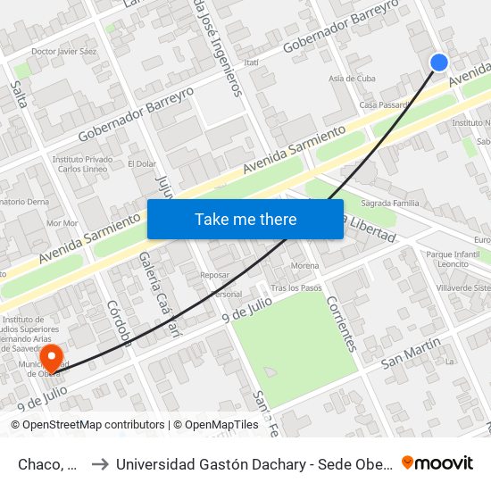 Chaco, 30 to Universidad Gastón Dachary - Sede Oberá map