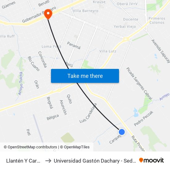 Llantén Y Carqueja to Universidad Gastón Dachary - Sede Oberá map