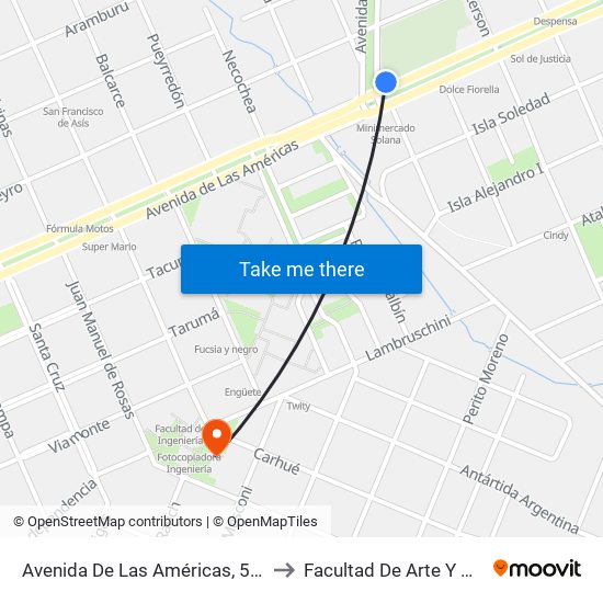 Avenida De Las Américas, 516-602 to Facultad De Arte Y Diseño map