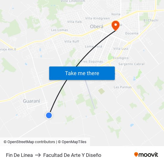 Fin De Línea to Facultad De Arte Y Diseño map