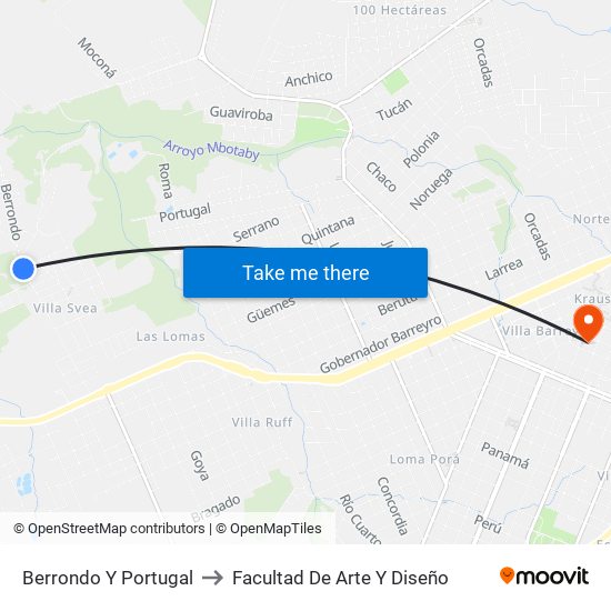 Berrondo Y Portugal to Facultad De Arte Y Diseño map