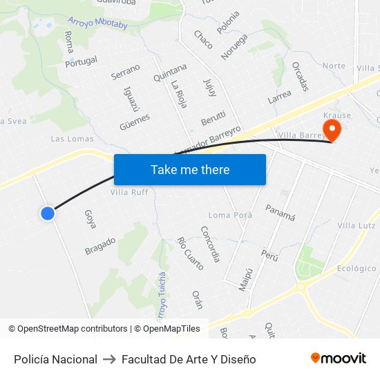 Policía Nacional to Facultad De Arte Y Diseño map