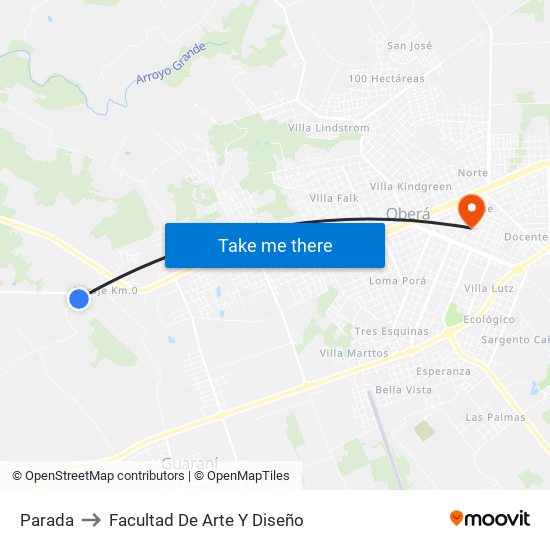 Parada to Facultad De Arte Y Diseño map