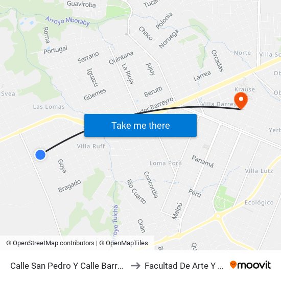 Calle San Pedro Y Calle Barranqueras to Facultad De Arte Y Diseño map