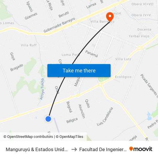 Manguruyú & Estados Unidos to Facultad De Ingeniería map