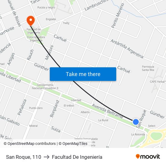 San Roque, 110 to Facultad De Ingeniería map