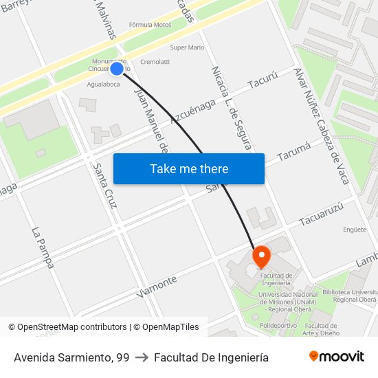 Avenida Sarmiento, 99 to Facultad De Ingeniería map