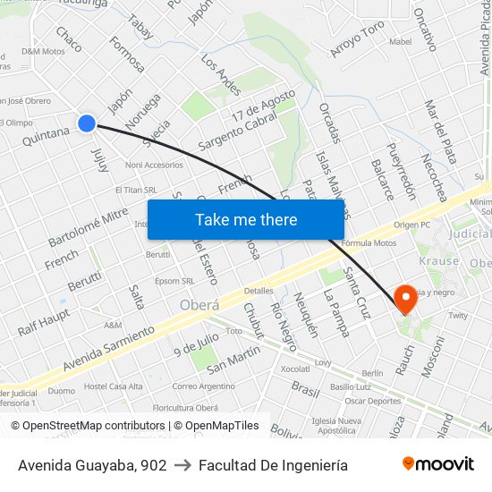 Avenida Guayaba, 902 to Facultad De Ingeniería map