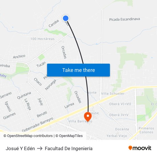Josué Y Edén to Facultad De Ingeniería map