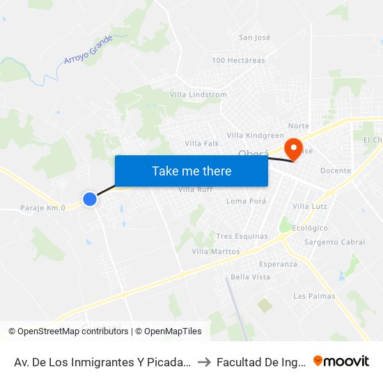 Av. De Los Inmigrantes Y Picada Sarmiento to Facultad De Ingeniería map