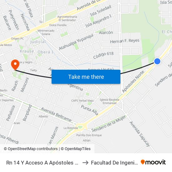 Rn 14 Y Acceso A Apóstoles Norte to Facultad De Ingeniería map