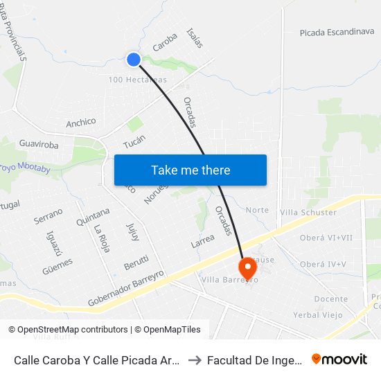 Calle Caroba Y Calle Picada Argentina to Facultad De Ingeniería map
