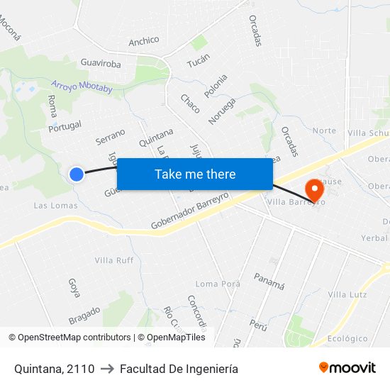 Quintana, 2110 to Facultad De Ingeniería map