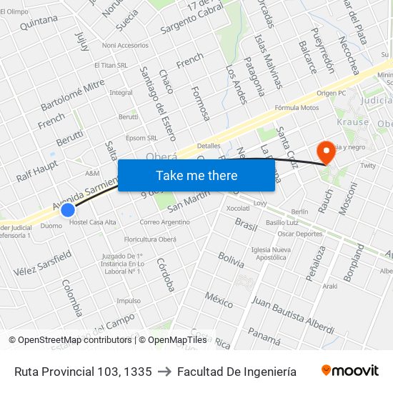 Ruta Provincial 103, 1335 to Facultad De Ingeniería map