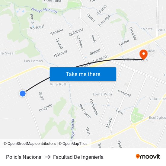 Policía Nacional to Facultad De Ingeniería map