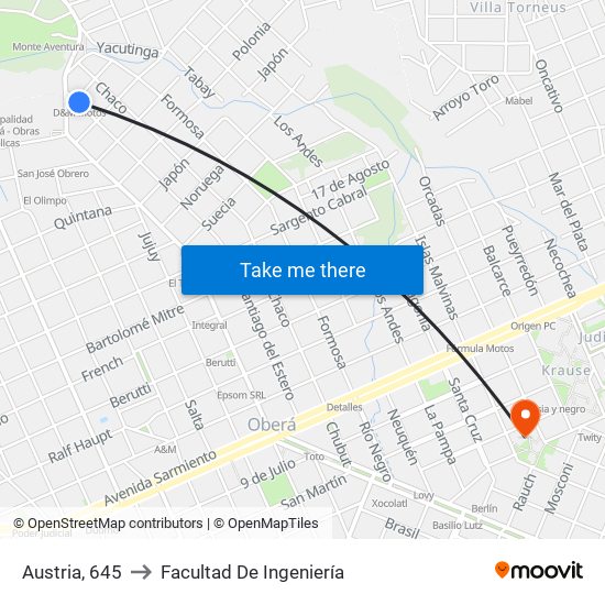 Austria, 645 to Facultad De Ingeniería map