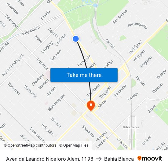 Avenida Leandro Niceforo Alem, 1198 to Bahía Blanca map