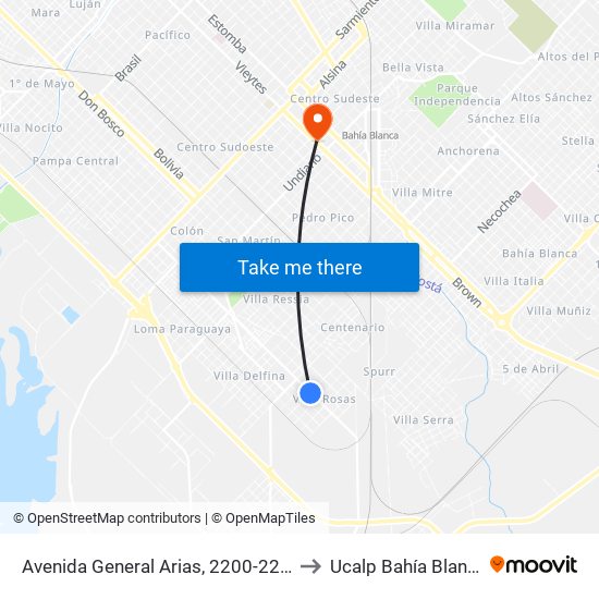 Avenida General Arias, 2200-2298 to Ucalp Bahía Blanca map