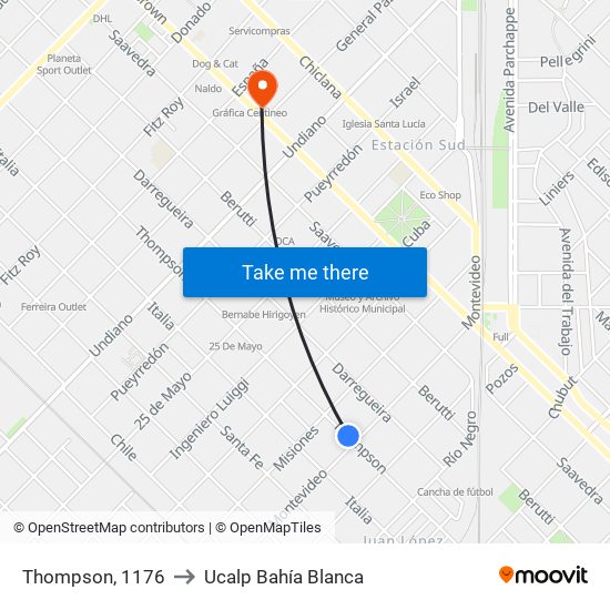 Thompson, 1176 to Ucalp Bahía Blanca map