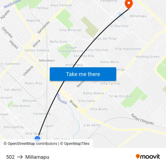 502 to Millamapu map