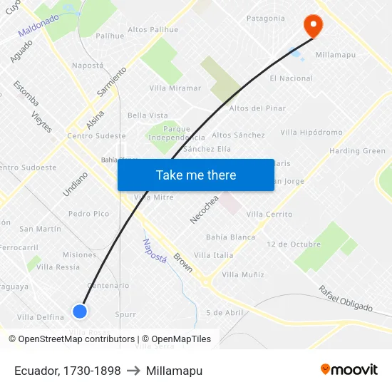 Ecuador, 1730-1898 to Millamapu map
