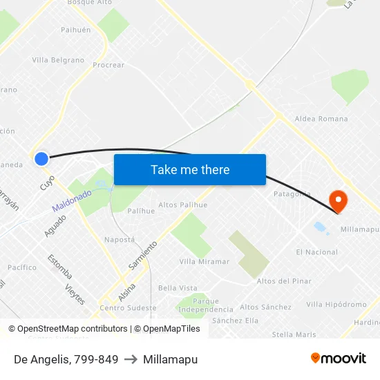 De Angelis, 799-849 to Millamapu map