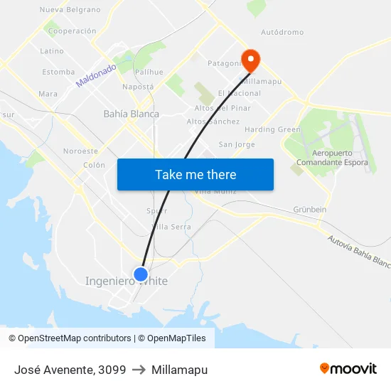 José Avenente, 3099 to Millamapu map