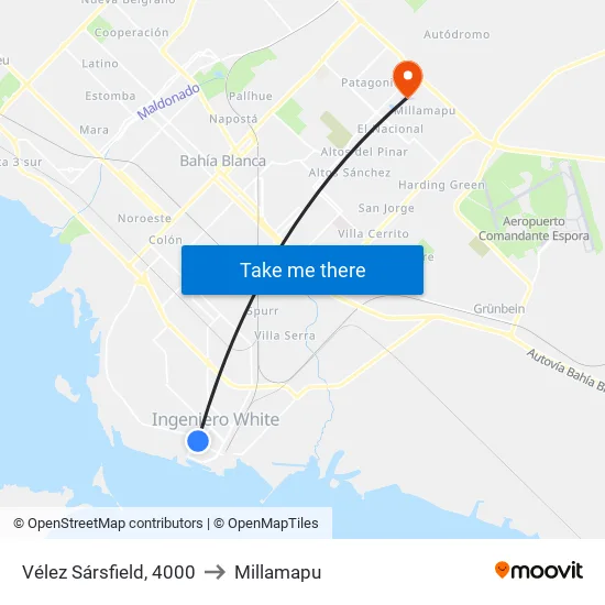 Vélez Sársfield, 4000 to Millamapu map