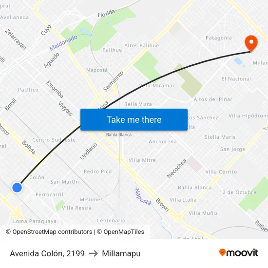 Avenida Colón, 2199 to Millamapu map