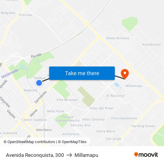 Avenida Reconquista, 300 to Millamapu map