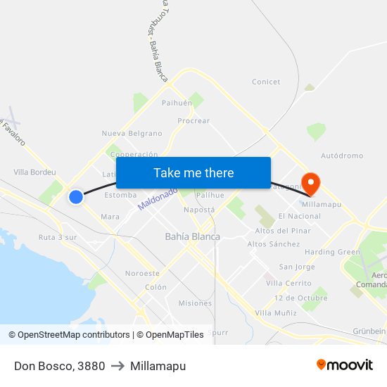 Don Bosco, 3880 to Millamapu map