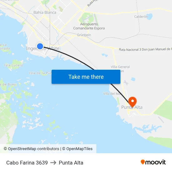 Cabo Farina 3639 to Punta Alta map