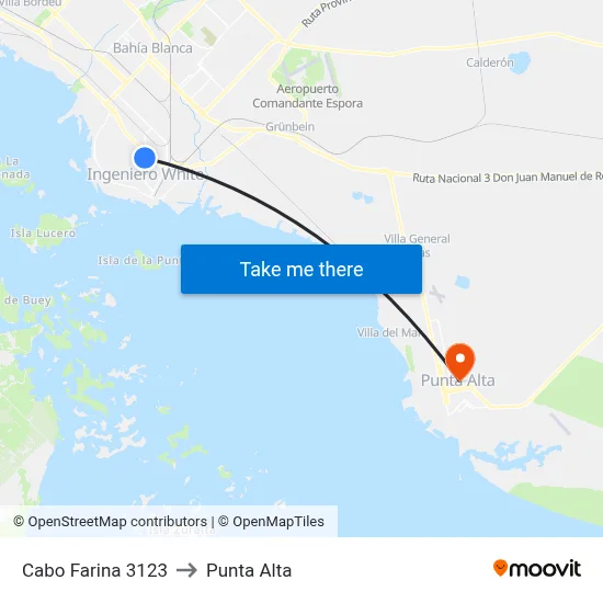 Cabo Farina 3123 to Punta Alta map