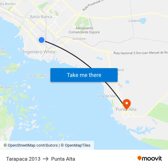 Tarapaca 2013 to Punta Alta map