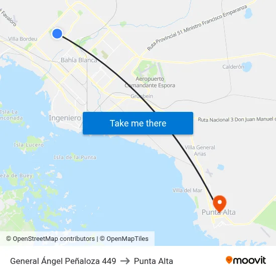 General Ángel Peñaloza 449 to Punta Alta map