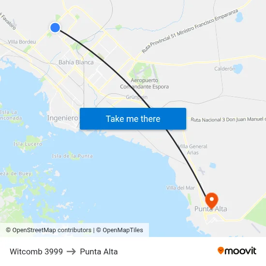 Witcomb 3999 to Punta Alta map