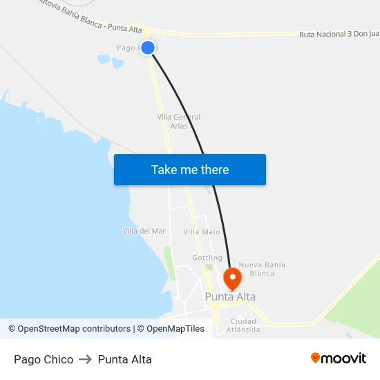 Pago Chico to Punta Alta map