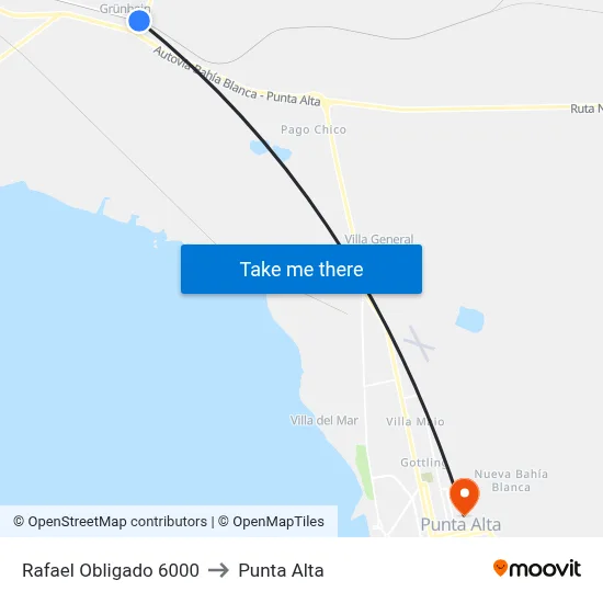 Rafael Obligado 6000 to Punta Alta map