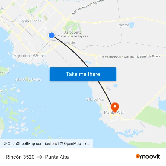 Rincón 3520 to Punta Alta map